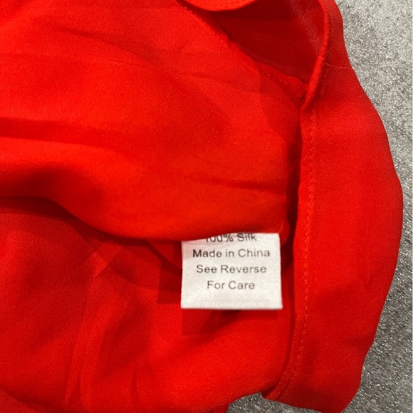 [S]Parker Bold Red Ruffled Front 100 Silk Shift Dress Fully Lined NWOT - Picture 7 of 7